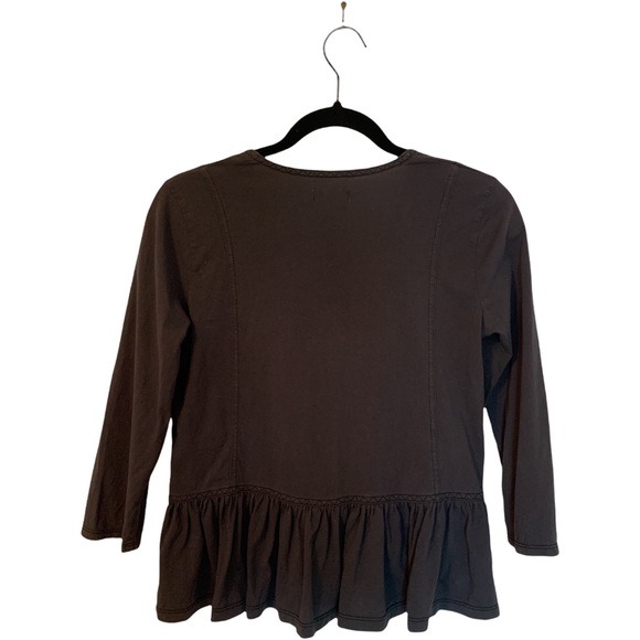 MADEWELL Deep V Peplum Zigzag Stitching Tee - SZ XS Charcoal Gray - Picture 5 of 12